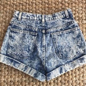 New American Apparel High Waisted Acid Wash Shorts